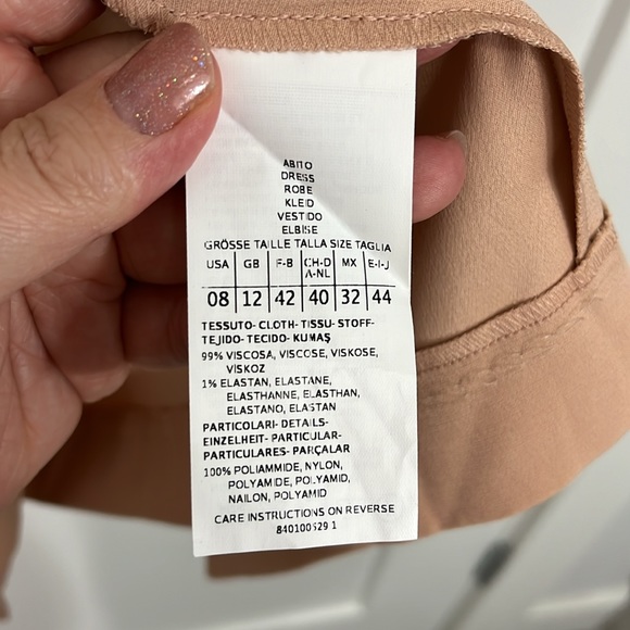 New Max & Co Size 8 Rose Peach, Black Sleeveless Cowl Neck Drape Wrap Dress - Picture 10 of 15